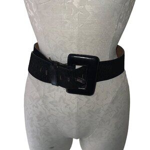 Jenny & The Boys Statement Belt Size Medium Black Leather Buckle Adjustable